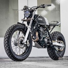 A little bundle of fun from South Africa's Wolf Moto. Who loves this funky, fat-tired Yamaha TW200?