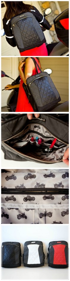 A Stylish Alternative to a Motorcycle Bag Specifically For Women @GearChic, Women's Moto Gear Enthusiast reviews the Lauren convertible backpack + tote: "A lot of little compartments and organizing little spaces inside the bag, which I think a lot of us can appreciate. Because you know we carry a lot of stuff. We carry pens and keys and books and wallets and makeup, and all kinds of things we want to bring to work for that day so this is a good option if you want to commute."