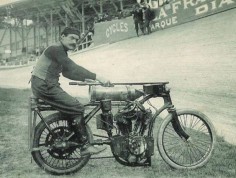 A very old board track motorcycle