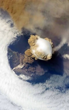 A volcanic eruption as seen from space