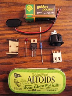 Altoids charger For less than twenty bucks, you can make a portable battery pack for your laptop. (Mine has to be charged every two hours because I run it unmercifully.) Great article for other Altoid tin uses from Mother Earth.
