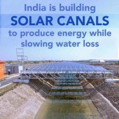An experimental project in India is combining solar photovoltaic panels with an irrigation system in an attempt to save water while generating electricity. A 1 MW array has been built over nearly half a mile of the Narmada Canal in the state of Gujarat. The Gujarat State Electricity Corporation developed the project and hired  SunEdison to build it.