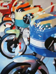 Art print of the motorcycle painting Ducati Line by MotoPainter, $ Cool for a little boys room