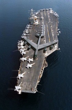 B52 bomber on a carrier.