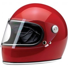 BILTWELL Gringo-S "Blood Red" full face helmet with clear flat visor.