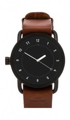 black white and leather watch