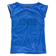 Blue 1902 Varsity Style Tee for Women| Triumph Motorcycles #womenwhoride