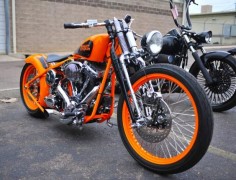 Bright orange Harley Davidson