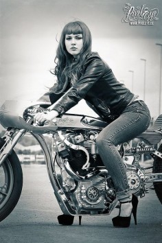 cafe racer motorcycle girl