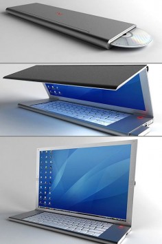 Called "Feno", this sleek and portable notebook computer comes equipped with a flexible OLED display, full-sized keypad and pop-out mouse, all packed into a foldable design. Simply unfold everything, and you've got yourself a desktop computer, complete with mouse.