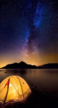 Camping under starry sky and enjoy moment of silence. Great for phone background. Tap image to check out more Starry Sky iPhone wallpapers. - @mobile9 #night #stars #scenery #nature