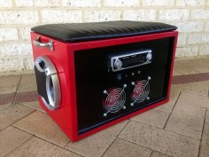 Car Stereo Boombox - Sound system built from assorted car audio parts complete with padded seat.