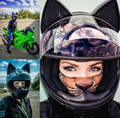 Cat ear helmet biker