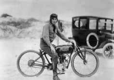 Circa 1920. Herbert McBride, who recently broke the world’s motorcycle record for amateurs on his Indian.