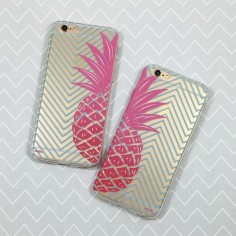 Clear Plastic Case Cover for iPhone 6 (") Best Friends Pineapple