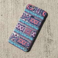 Clear Plastic Case Cover for iPhone 6 (") Colored Aztec 1