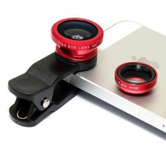 Clip & Snap a set of 3 clear image lens for your Smart Phone 1. Wide Angle Lens, 2. Macro closeup lens & 3. Fish Eye pop out lens. Each lens will screw on the Clip as needed that attaches to your phone quickly. It will also work with phones/ tablets that have camera in the middle on the top. You do not need to remove your case to use this lens. Comes with lens cap and storage pouch. Available in 6 colors Silver , Black ,Red , Purple , Blue and Golden.