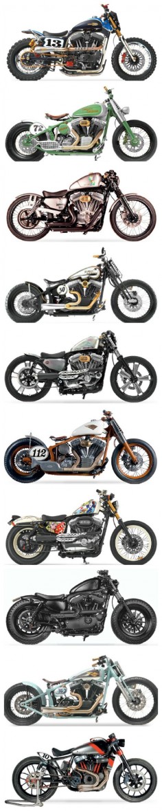 Custom Harleys From Europe - very fine collection of some Café Racers and Trackers.