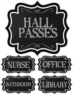 Cute Chalkboard Hall Pass Signs perfect for any classroom. 2 different versions and sizes to choose  I design and create all my work, I can customize anything to meet your needs. Please message me if you would like any of these things or other products customized.