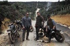 David Beckham: Into The Unknown | In one shot from the trip, David Beckham can be seen covered in mud alongside his travel companions. Sporting Triumph Scramblers and Biltwell Gringo helmets. Great choice.