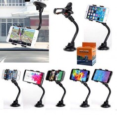 Description: Amaz247 double clip 360 rotating flexible car mount cell phone holder stand car accessories for iPhone, Samsung, LG, nexus, HTC, Motorola, Sony and other smartphones-