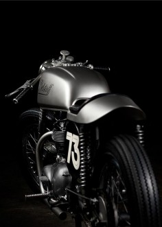 Designed by Taras Kravtchouk, cafe racer, triumph T100. motorcycles for the British luxury brand BELSTAFF. Photography by Ryan Handt