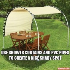 DIY idea: Create your own shade using shower curtains and pvc pipes?