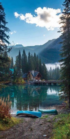 Emerald Lake and Lodge in Yoho National Park, British Columbia, Canada • Often misidentified as Emerald Bay, Lake Tahoe