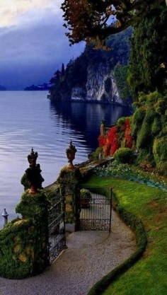 Gate opens to Lake Como, Italy