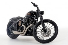 'Get Rhythm,' a Johnny Cash tribute motorcycle based on a lowered 2004 Harley-Davidson FXSTB Night Train.