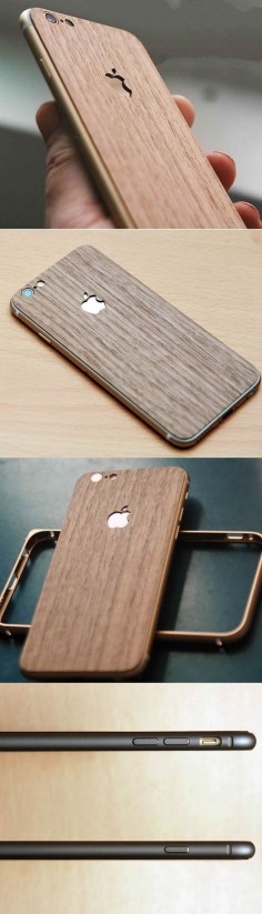 Handmade Wooden Protective Skin Phone Back Shell for iPhone 6/plus(Black Walnut)