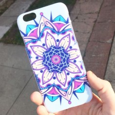 Hard plastic iPhone case with colorful mandala print!