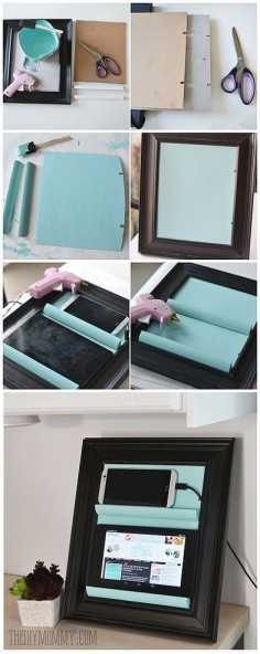 Hometalk :: A Counter Top Charging Station & Tablet Holder From a Picture Frame