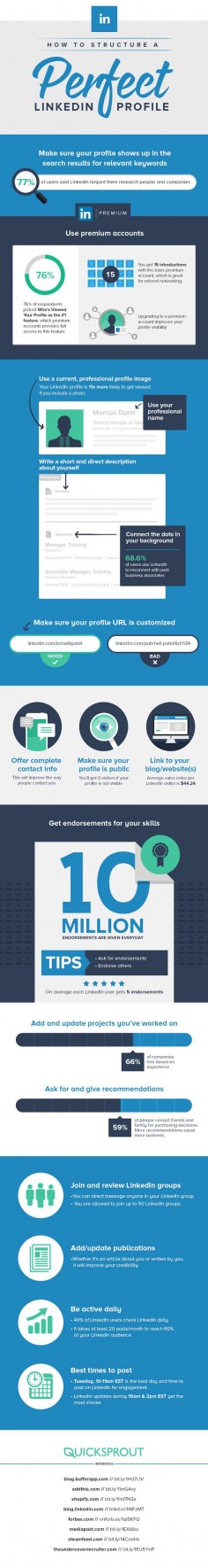 How to Structure a Perfect #LinkedIn Profile - #infographic #socialmedia