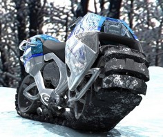 Hyanide - Go-Anywhere Tank / Motorcycle The Hyanide can basically take you anywhere you want to go, from snow to sand to mud with ease and at speeds of up to 75-85 mph! To drive it, you basically have to stradle a massive flexible rubber tank tread that arches from front to back when going into sharp turns.