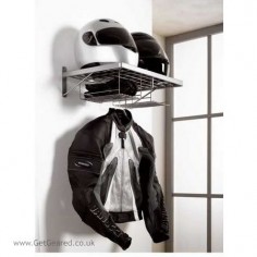 I'd love to hang this Biker Duo Clothes Rack in my garage! No more helmet hanging off the handlebars!