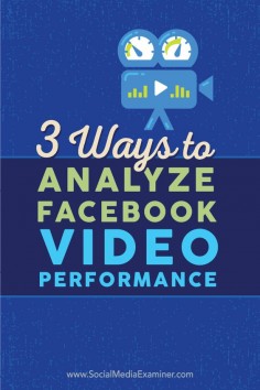Is video part of your Facebook marketing strategy?  To make informed decisions about using video on Facebook, you need to have a good understanding of how your fans consume it.  In this article you’ll discover three ways to analyze video posts on Facebook. Via @Social Media Examiner.