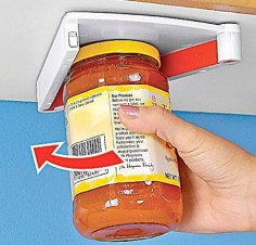 Jar Opener Magic Twist jar opener simply mounts under any kitchen cabinet. WHERE HAS THIS BEEN ALL MY LIFE?