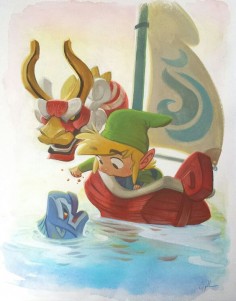 jlplummer: Finally got to finish and deliver cyspixels ‘s Christmas gift: a gouache version of a Wind Waker Link sketch I did back during Daily Draw 2014.