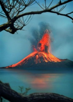 Krakatoa volcano Eruption, Indonesia.