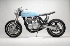 Light Blue Honda Honda CB550 custom via cafe racer design