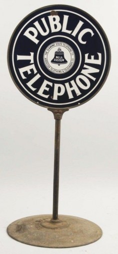 Lollipop sign for a Public Telephone from The Diamond State Telephone Company and the American Telephone and Telegraph Company.