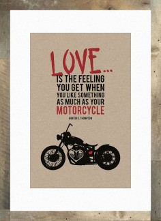 Love  Motorcycle Print on 12pt Natural Kraft Paper