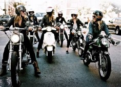 Love this! I'd be the one riding the scooter! Hot Rides, an all-female motorcycle club