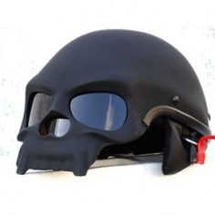 Matte black skull motorcycle helmet. Very cool.