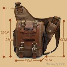 Mens Boys Vintage Canvas Leather Shoulder Military Messenger Briefcases Bag | eBay