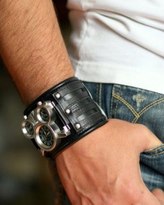 Men's wrist watch leather bracelet "Tuareg-5"- SALE - Worldwide Shipping - Steampunk Watches