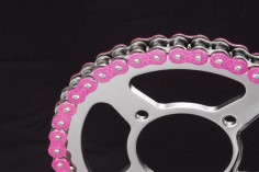 metallic pink motorcycle chain. love!
