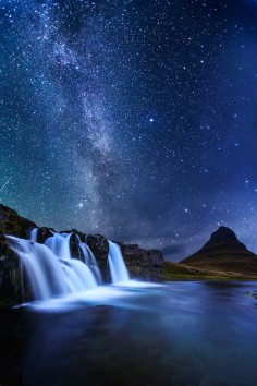 Milky way over Kirkjufellsfoss waterfall and Kirkjufell mountain on the Snæfellsnes peninsula - west Iceland. Photography Tours and Workshops in Iceland Workshop Facebook Page My Photography Facebook Page