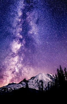 Milky Way over Mount Rainier, Washington State by Alexis Coram